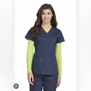 EUC Med Couture Navy Blue Scrub Set MC2 Olivia Scrub Top and Cargo Pants in XL/L